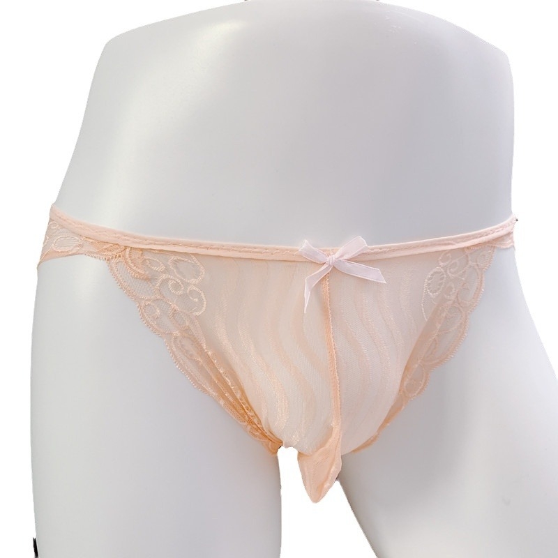 Meeste õmblusteta pitsilised aluspüksid, U-kujuline taskuga, läbipaistvad ja hingavad