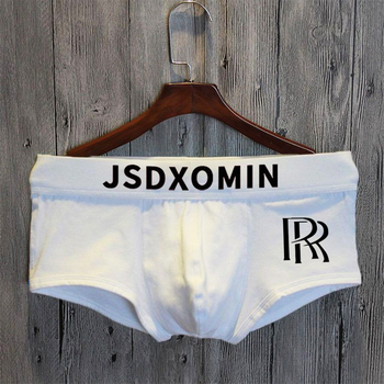 Мъжки боксерки от памук, антибактериални, текстов принт, средна талия