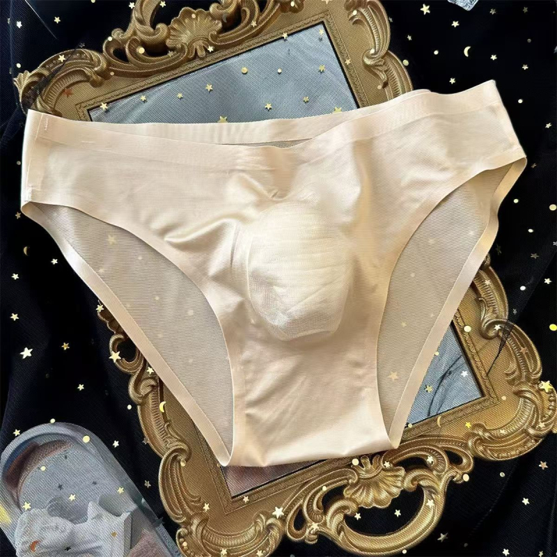 Muške bešavne gaćice s 3D konturama, biserno sjajna Ice Silk tkanina, ultra-tanki prozračni materijal