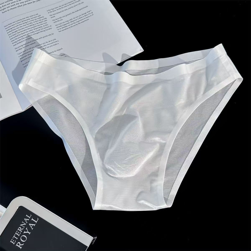 Muške bešavne gaćice s 3D konturama, biserno sjajna Ice Silk tkanina, ultra-tanki prozračni materijal
