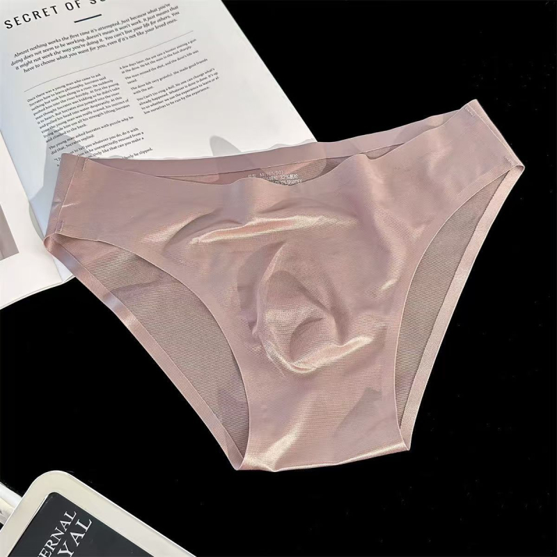 Muške bešavne gaćice s 3D konturama, biserno sjajna Ice Silk tkanina, ultra-tanki prozračni materijal