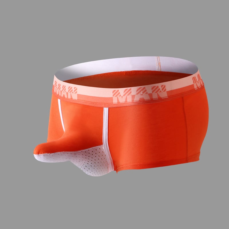 Boxeri bărbați din bumbac tricot, buzunar frontal pentru separare, căptușeală din nailon, talie medie, respirabili