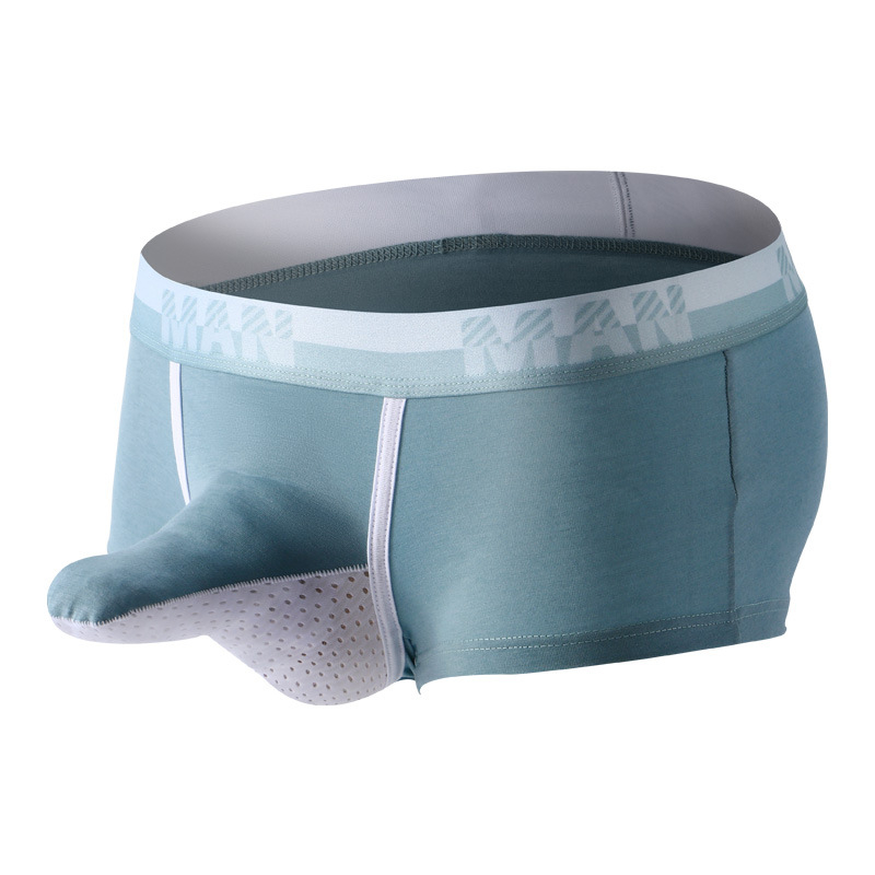 Boxeri bărbați din bumbac tricot, buzunar frontal pentru separare, căptușeală din nailon, talie medie, respirabili