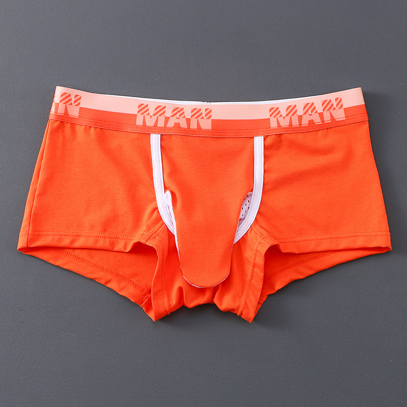 Boxeri bărbați din bumbac tricot, buzunar frontal pentru separare, căptușeală din nailon, talie medie, respirabili