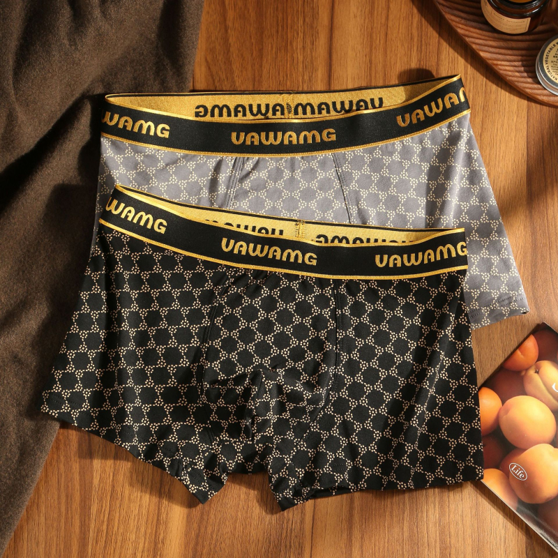 Muške pamučne bokserice, srednji struk, geometrijski uzorak, pletene, prozračne, brzo se suše (90–95% pamuk)