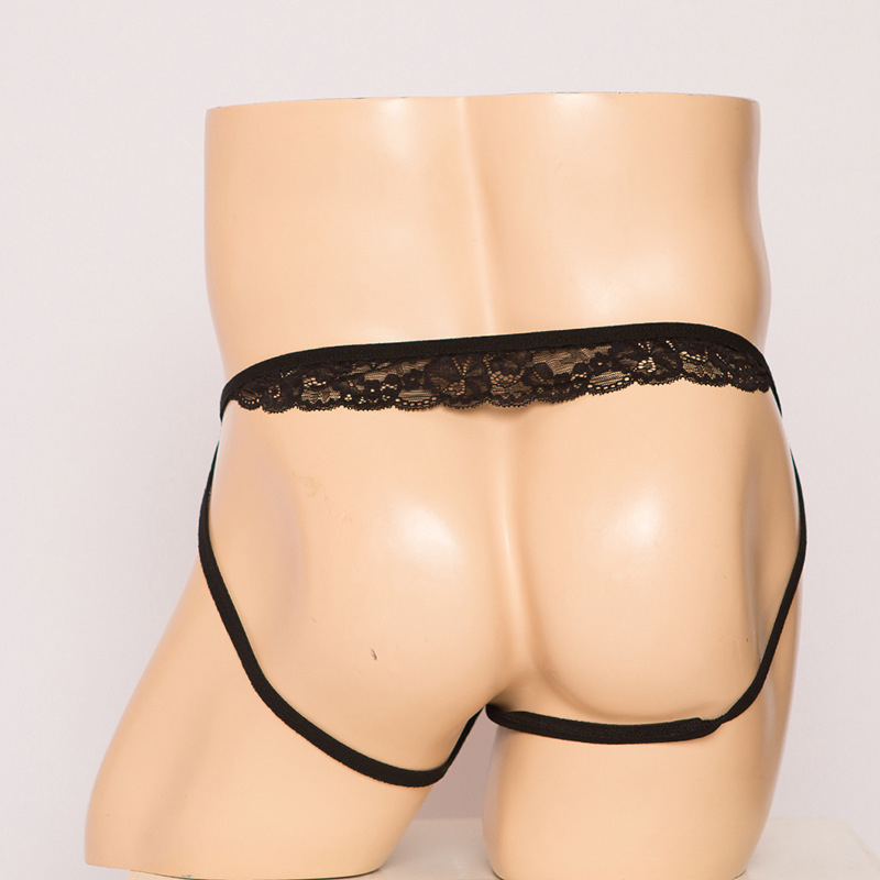 Ανδρικά mesh εσώρουχα με διάφανο πίσω, φιόγκο και δαντελένιο περίβλημα; Υφασμα: σπαντέξ/Lycra, 80–90% περιεκτικότητα σε σπάντεξ