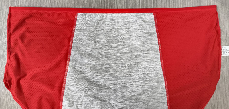 Менструално бельо Ice Silk плат, защита срещу протичане, средна талия, плетено; основен материал 92% найлон, подплата 82.2% вискоза.