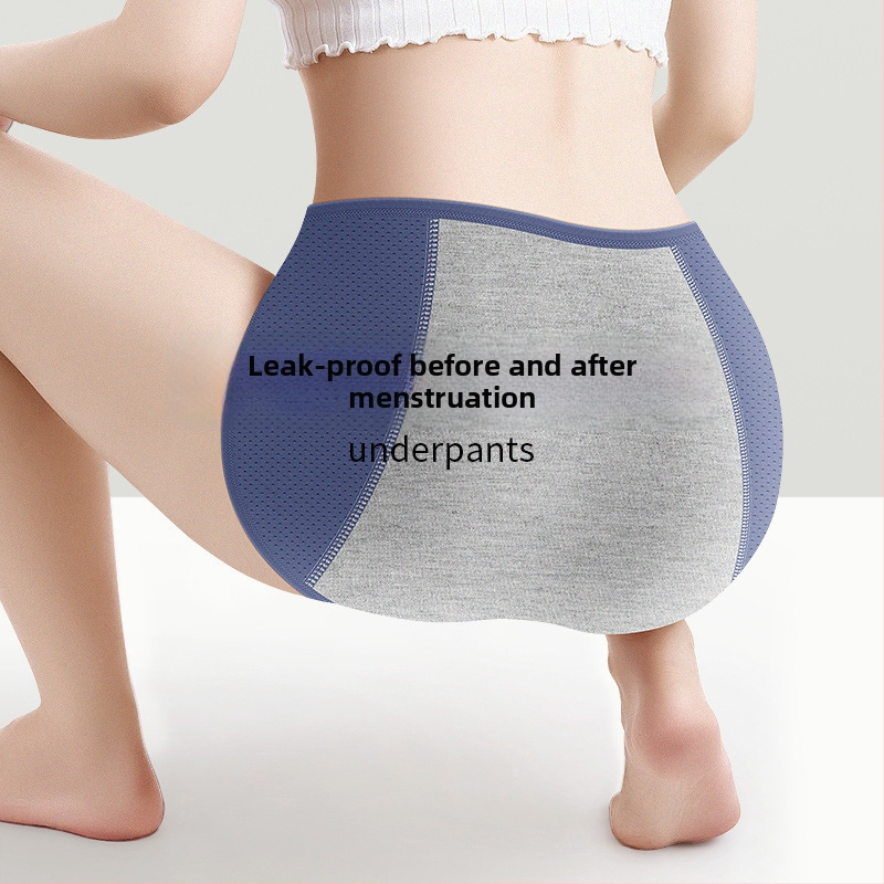 Menštruačné nohavičky s ľadovým hodvábom, ochrana proti úniku, stredne vysoký pás, pletený štýl; hlavný materiál 92% nylon, výstelka v rozkroku 82.2% viskóza.