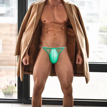 Adannu ανδρικά nylon πλεκτά μπικίνι thong χαμηλής μέσης, βασικό ύφασμα 50–70%, επένδυση 30–50%