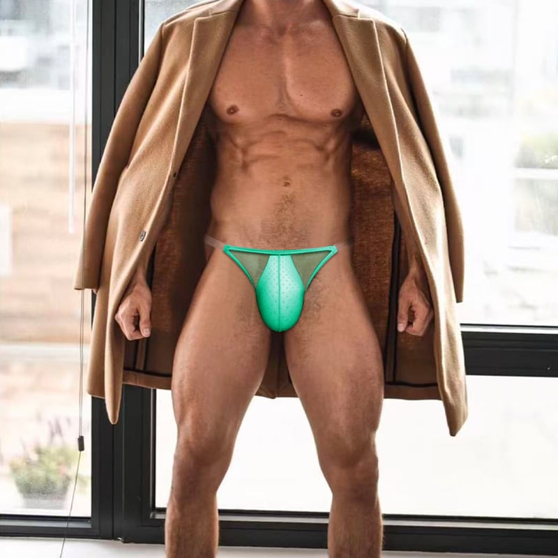 Adannu ανδρικά nylon πλεκτά μπικίνι thong χαμηλής μέσης, βασικό ύφασμα 50–70%, επένδυση 30–50%