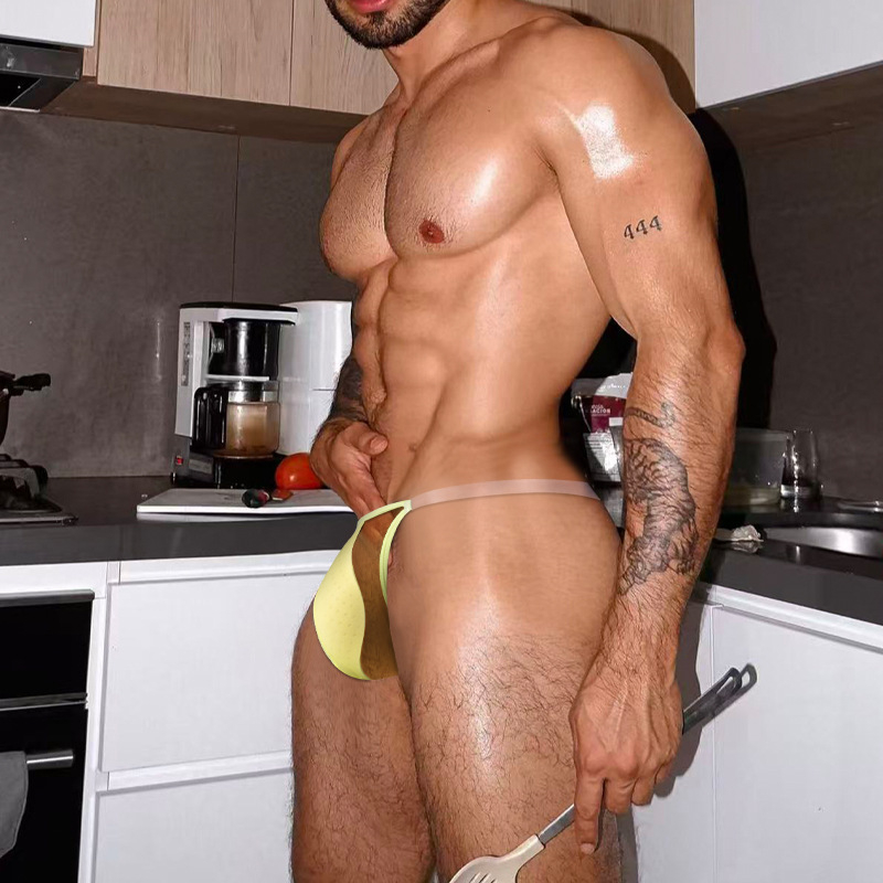 Adannu ανδρικά nylon πλεκτά μπικίνι thong χαμηλής μέσης, βασικό ύφασμα 50–70%, επένδυση 30–50%