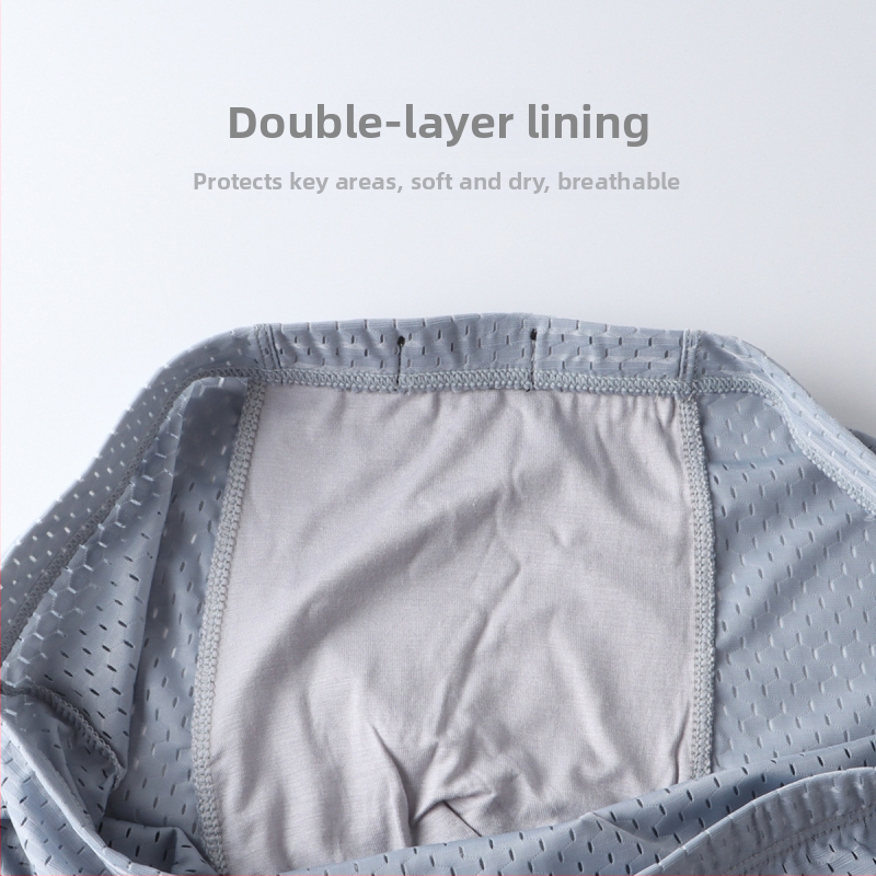 Pánske boxerky: priedušný nylon, bavlnená výstelka v rozkroku, vysoký pás, leto, 80–90% nylon