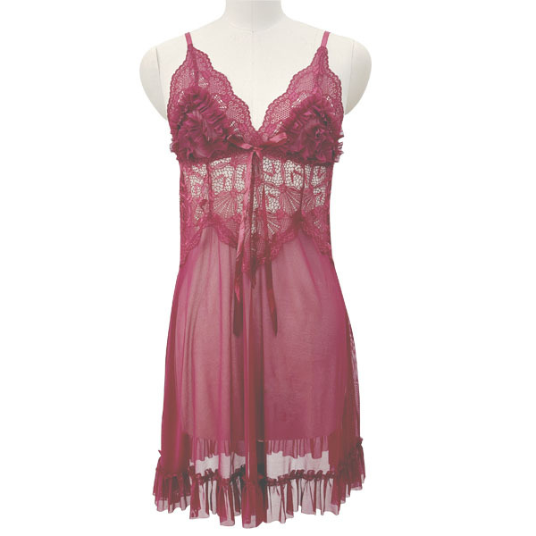 Νάιλον διάφανή δαντελένια νυχτερινή νύχτα με τιράντες, χωρίς μανίκια, στρινγκ, λεπτό ύφασμα