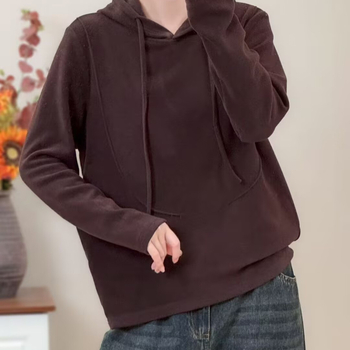 Puuvillane kapuutsiga särk, 3D muster, kirjanduslik retrome stiil, vaba lõige