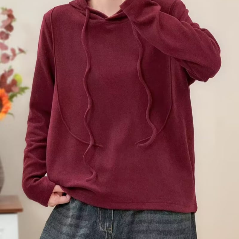 Puuvillane kapuutsiga särk, 3D muster, kirjanduslik retrome stiil, vaba lõige