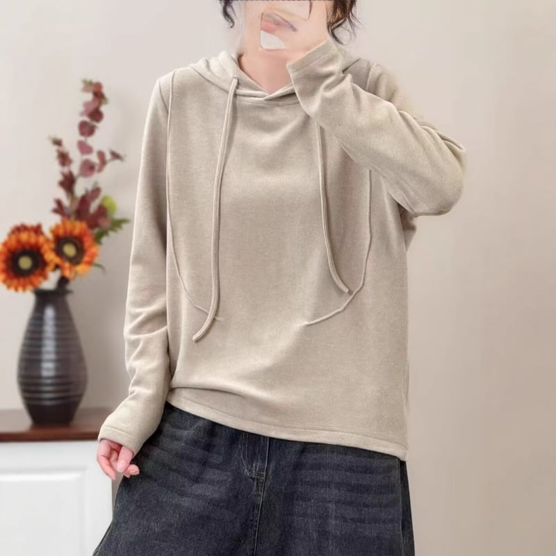 Puuvillane kapuutsiga särk, 3D muster, kirjanduslik retrome stiil, vaba lõige