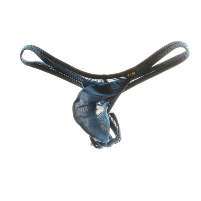 Ανδρικά στρινγκ με θήκη, διαπνέοντα, πλεκτό νάιλον 95%, ενιαίο μοτίβο, χαμηλή μέση