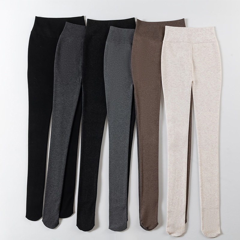 Női harisnyanadrág fleece-béléssel, rayonból, csíkos mintázat, vastag szövés, harisnyanadrág hossz