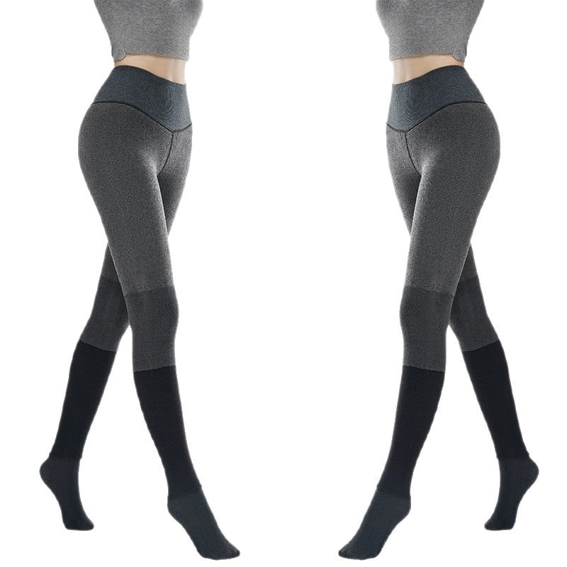 Női harisnyanadrág fleece-béléssel, rayonból, csíkos mintázat, vastag szövés, harisnyanadrág hossz