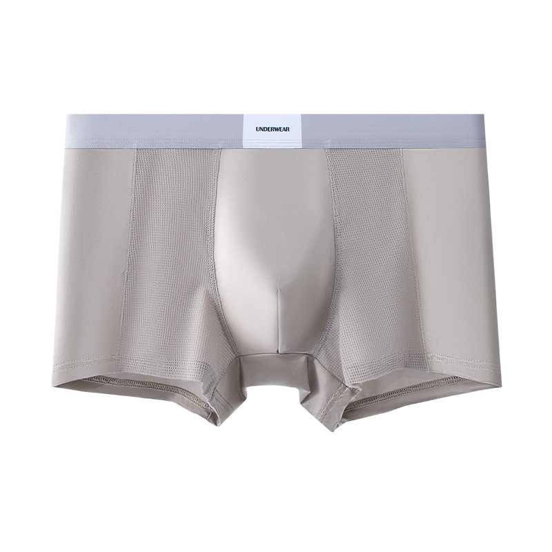 Muške Ice Silk bokserice, bezšivne, antibakterijske, prozračne, brzo se suše, oblik tijela (Glavna tkanina: Nylon; Prelaz prepona: Viskozna; Bezšivne)