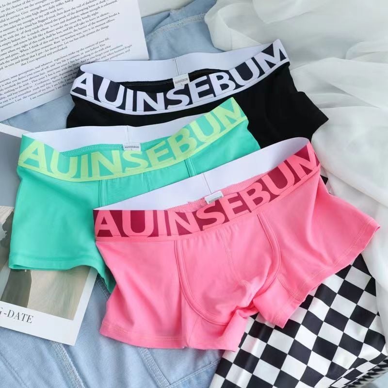 Boxeri bărbați din bumbac, formă U, talie medie, respirabili, uscare rapidă