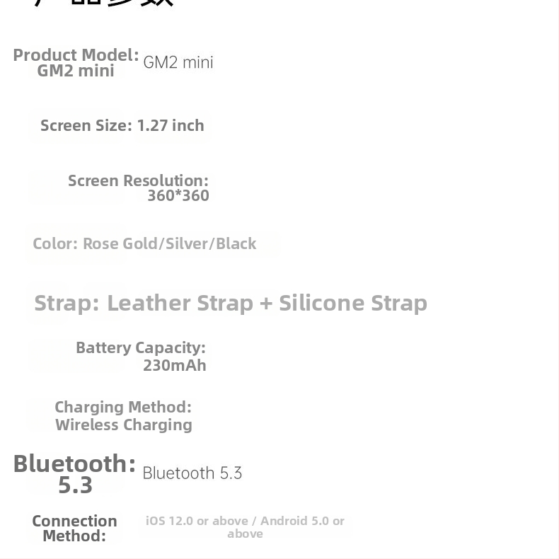 GM2Mini Έξυπνο ρολόι με μέτρηση θερμοκρασίας σώματος, καρδιακού ρυθμού, αρτηριακής πίεσης, οξυγόνου στο αίμα και παρακολούθηση ύπνου