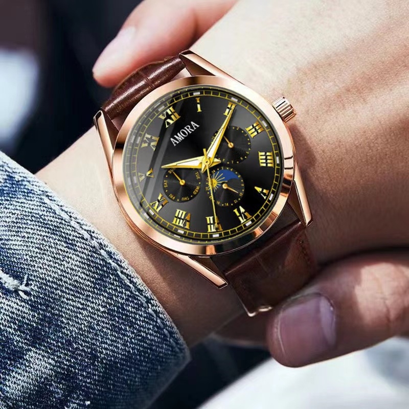 Muški kvarcni sat s luminiscentnim prikazom, vodootporan, brojčanik 37 mm, debljina 10 mm, remen od imitacije kože