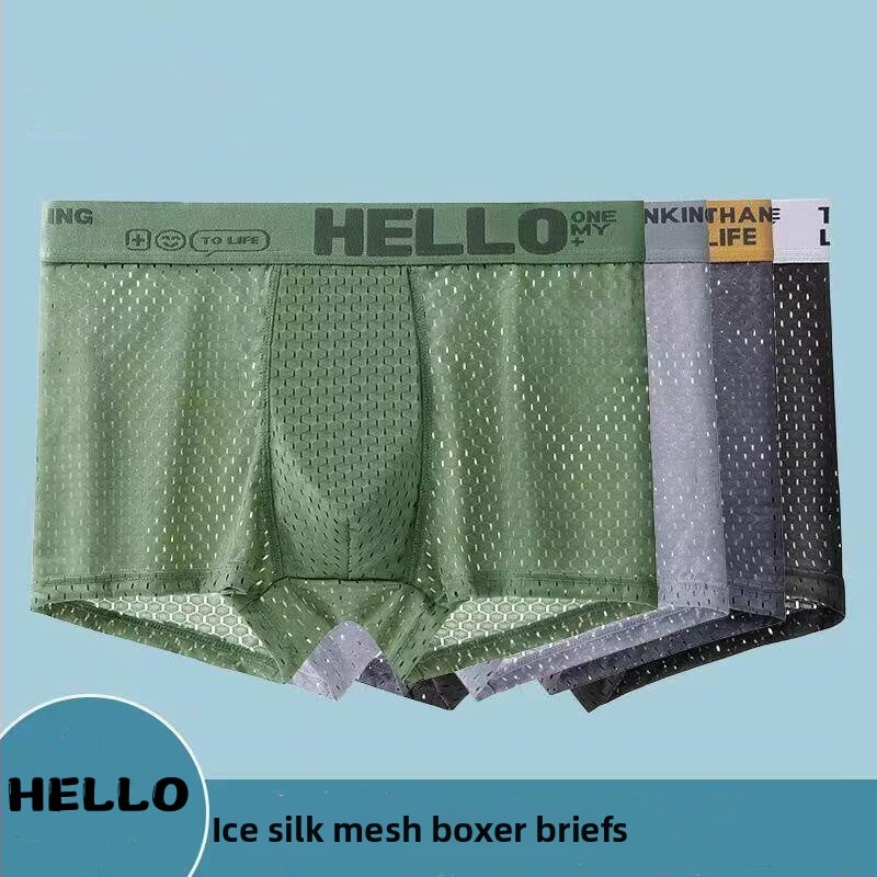 Muške bokserice Ice Silk mrežaste, dišuće, brzo se suše, srednji pojas, džep u obliku U