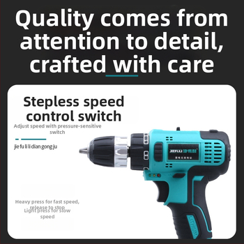 Bežično pistolna bušilica s brushless motorom, Li-ion baterija, neprekidna regulacija brzine, čeljust 3/8 inča, maksimalni promjer bušilice 10 mm