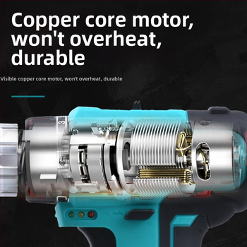 Bežično pistolna bušilica s brushless motorom, Li-ion baterija, neprekidna regulacija brzine, čeljust 3/8 inča, maksimalni promjer bušilice 10 mm