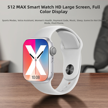 Novi S12 Max Bluetooth sportski sat s pametnim podsjetnikom, višenamjenski — Bluetooth povezivost, praćenje otkucaja srca, mjerenje krvnog tlaka, praćenje sna, trajanje baterije 7–14 dana
