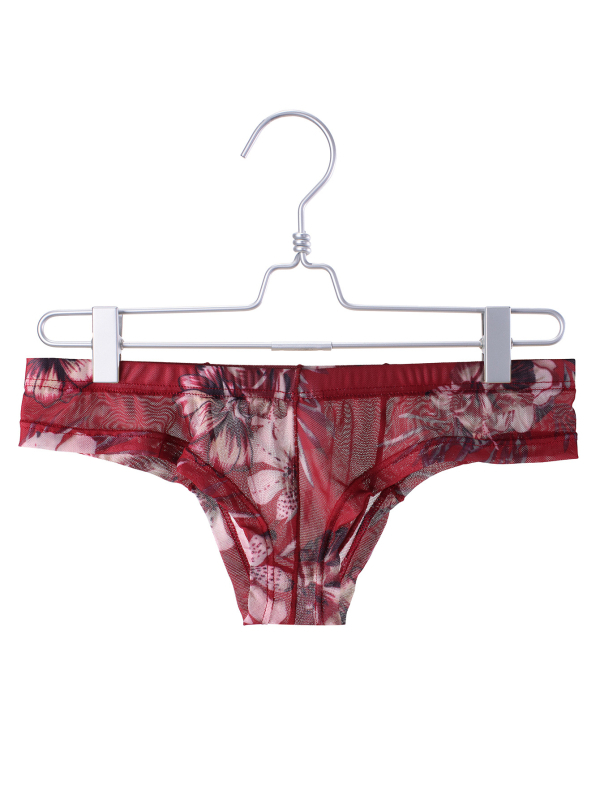 Meeste aluspesu lillemustriga, hingav võrgumaterjal, madal talje, peamine kangas 90–95% polüester