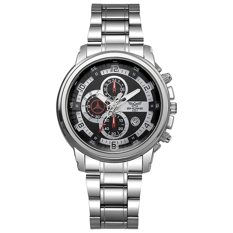 Muški sat s čeličnim kaišem, kalendar, kvarcni mehanizam z618, brojčanik 37 mm, debljina 10 mm