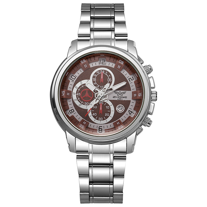 Muški sat s čeličnim kaišem, kalendar, kvarcni mehanizam z618, brojčanik 37 mm, debljina 10 mm