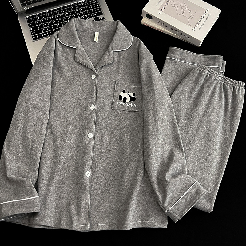 Muški pidžama set u japanskom stilu Crayon Shin-Chan, zimsko-jesenski, Derong tkanina, dvostrano četkan, toplo, debljina 201–250 g/m2, ovratnik s reverom, dugi rukavi