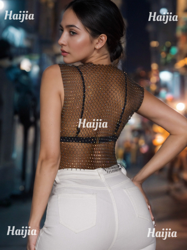 Ženski top bez ramena s geometrijskim uzorkom, ležernog kroja, visokoelastična poliester tkanina