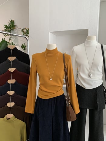 Siaura silueto palaidinė su maža kaklo apykakle, ilgomis rankovėmis, vienos spalvos, kašmyras ir viskozė