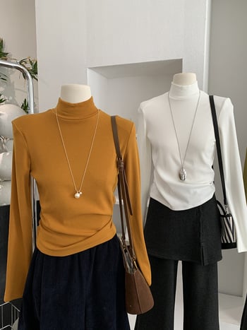 Siaura silueto palaidinė su maža kaklo apykakle, ilgomis rankovėmis, vienos spalvos, kašmyras ir viskozė