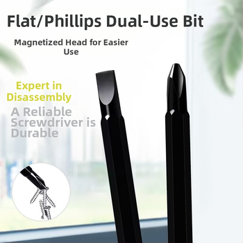 Dvimata atsuktuvas su Philips ir plokščiu galu, iš Cr-Mo plieno, magnetinis, izoli uotas, varžto skersmuo 6 mm