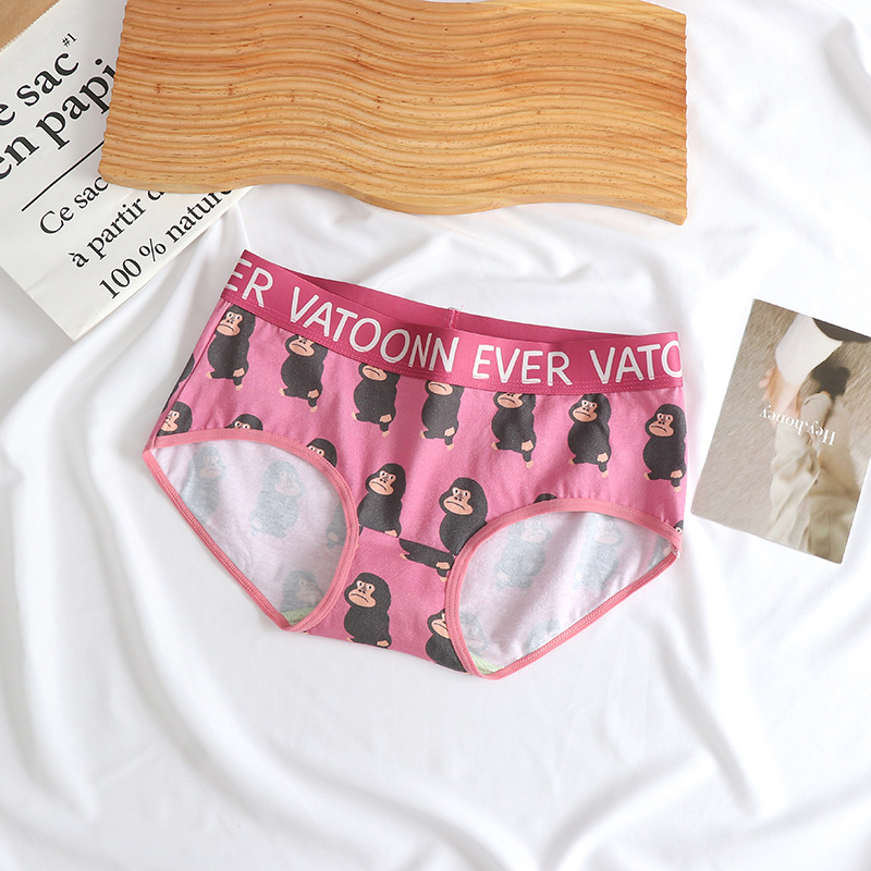Ženske pamuk gaćice s otiskom, prozračne, srednje visoki struk, antibakterijska zaštita