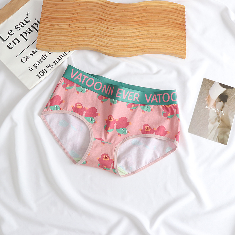 Ženske pamuk gaćice s otiskom, prozračne, srednje visoki struk, antibakterijska zaštita