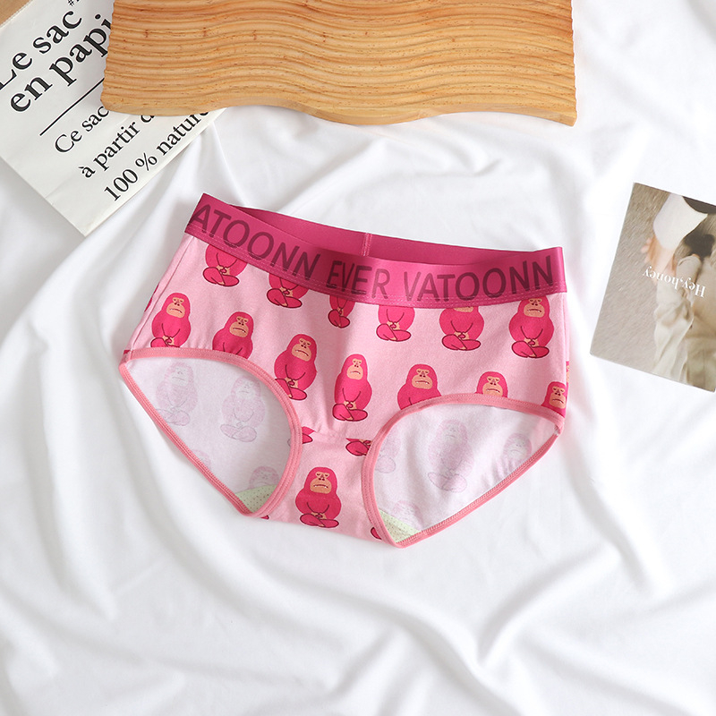 Ženske pamuk gaćice s otiskom, prozračne, srednje visoki struk, antibakterijska zaštita