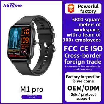 Horme M1Pro Ceas Inteligent Multifuncțional – Monitorizare Sănătate (Ritm Cardiac, Tensiune arterială, Oxigen), Monitorizare Somn, Apel Bluetooth, Autonomie 7–14 zile, Curea de silicon