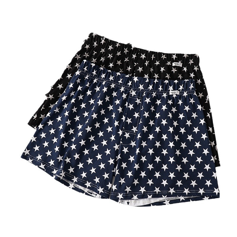 Muške udobne kućne šorceve od pamuka - Pleteni, srednji pojas, prugasto/kockasti uzorak, sportski stil