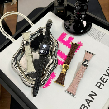 Ζώνη Apple Watch – δερμάτινο λουρί με μοτίβο κροκοδειλικού δέρματος, αγκράφα πεταλούδας, Hongshi, μοντέρνο στυλ, συμβατό με Apple Watch