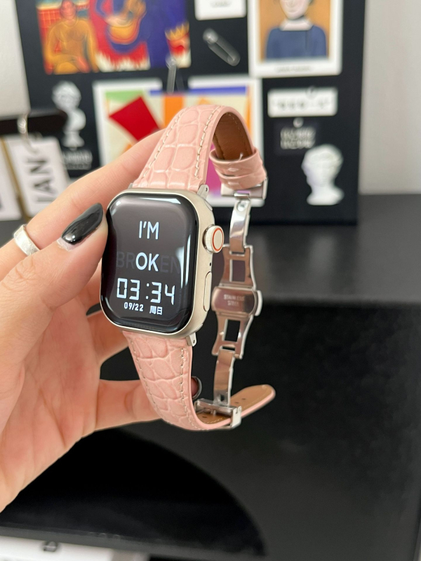 Ζώνη Apple Watch – δερμάτινο λουρί με μοτίβο κροκοδειλικού δέρματος, αγκράφα πεταλούδας, Hongshi, μοντέρνο στυλ, συμβατό με Apple Watch