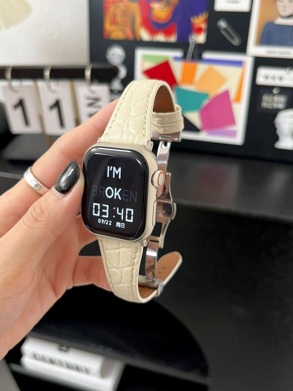 Ζώνη Apple Watch – δερμάτινο λουρί με μοτίβο κροκοδειλικού δέρματος, αγκράφα πεταλούδας, Hongshi, μοντέρνο στυλ, συμβατό με Apple Watch