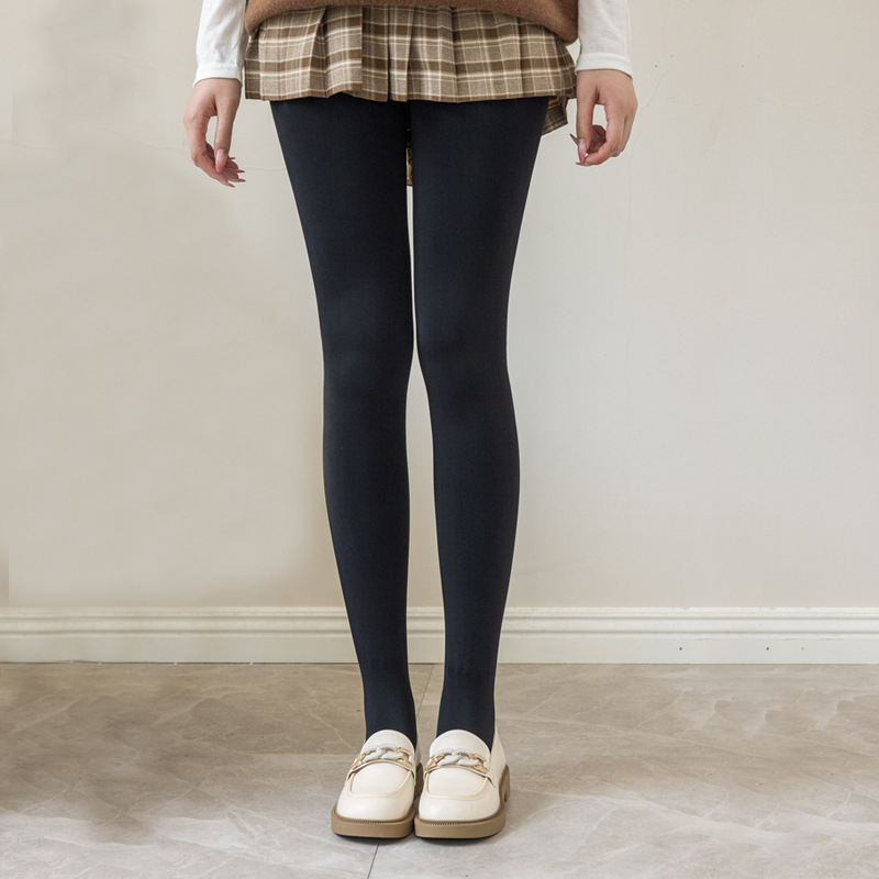 Γυναικείες ναϊλον καλτσες με υψηλή μέση για σμίλευση, μονόχρωμο σχέδιο, παχύτερο ύφασμα, πλήρους μήκους