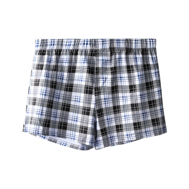 Muške bokserice od ledenog svile, labav kroj, srednje visine struka, karirani uzorak, pleteni poliester