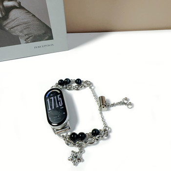 Cat-Eye πέτρα σε ζώνη ρολογιού από ανοξείδωτο ατσάλι για Apple Watch, Samsung, Huawei, Xiaomi — ανοξείδωτη κατασκευή, Cat-Eye λεπτομέρεια, 20–24 g, κούμπωμα με κουμπί-κλικ